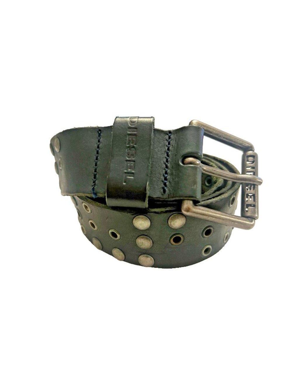 Rare Diesel Vintage Y2K Black Studded Punk Leather Belt Made In Italy Sz 40
